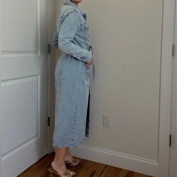 Zara Light Blue Denim Midi Dress - Picture 5 of 11